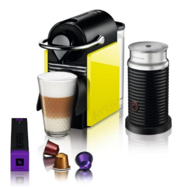 Maquina de cafe pixie clips black & yellow + aeroccino 3